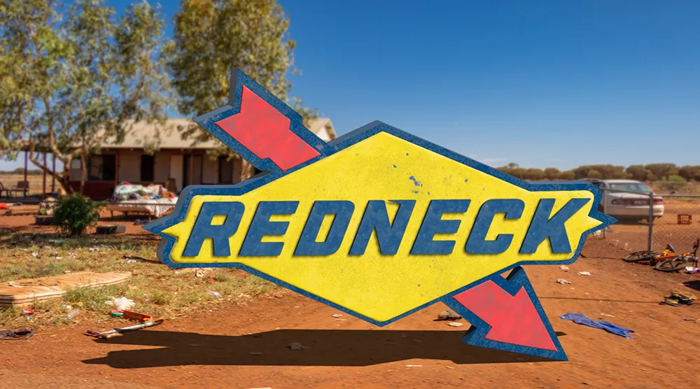 3D grapic of a sign that says redneck